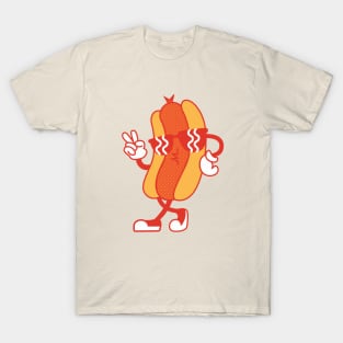 Rero Vinage Cool Hot Dog Weaing Glasses Funny Hot Dog Lover Food T-Shirt